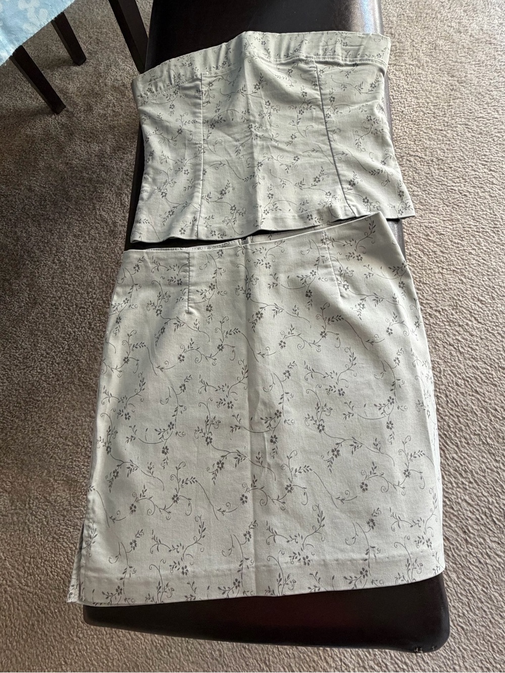 Women's Light Sage Floral Two-Piece Skirt Set